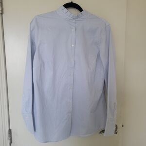 NWOT BR Ruffled Colar Striped Shirt